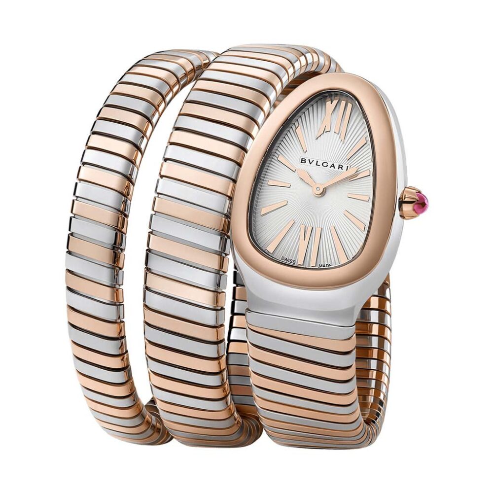 Rose Gold And Steel Serpenti Tubogas Watch