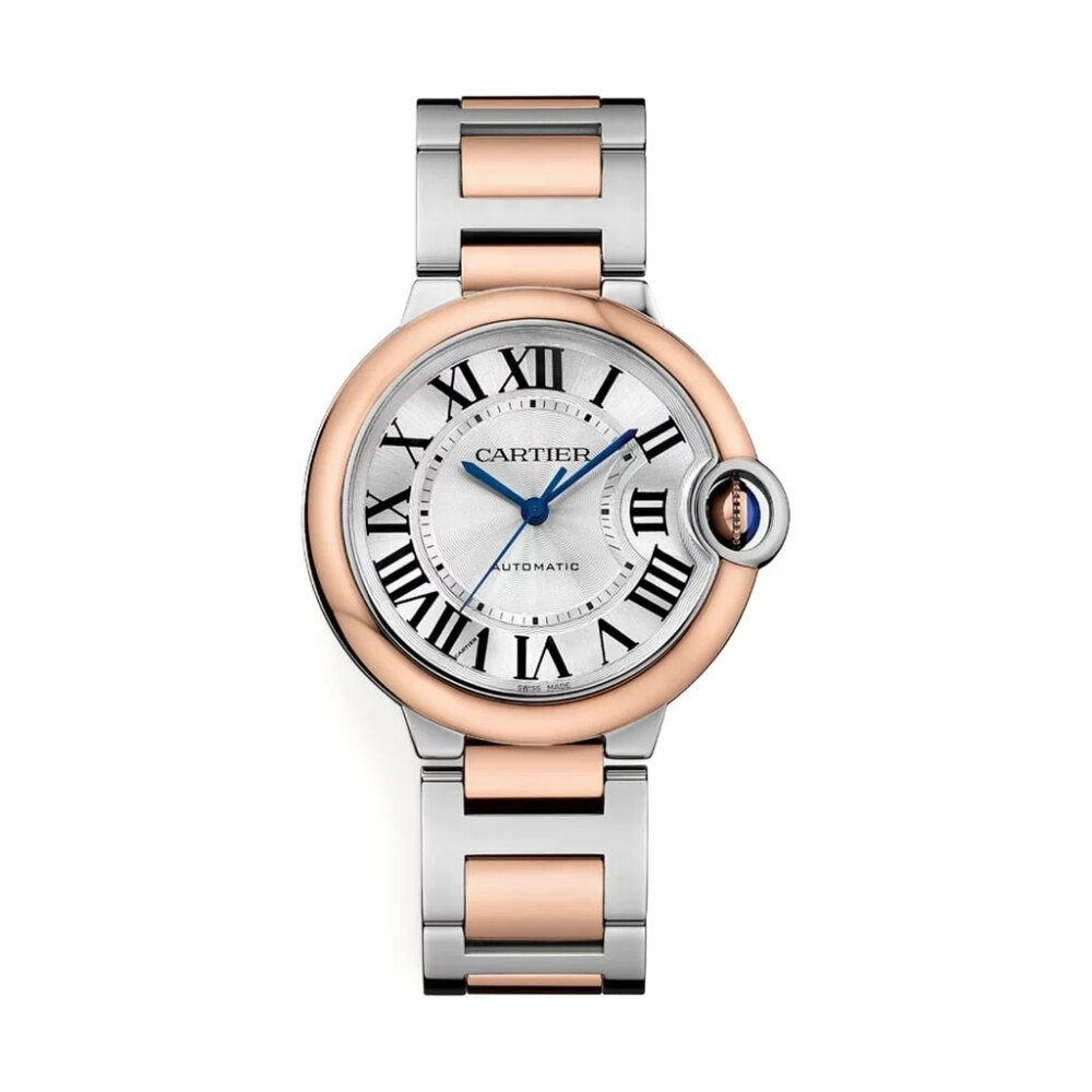 Ballon Bleu De Cartier Watchrose Gold Bezel And Crown Watch