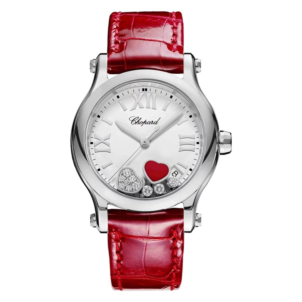 Happy Hearts on Red Alligator Watch