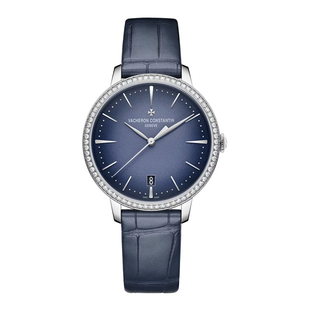 Patrimony 18k White Gold Bezel with Diamonds Watch